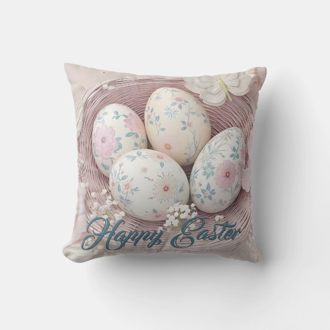 Coussin Joie de Pâques Douce avec Motif Floral (Recto)