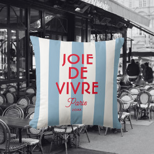 Coussin Joie De Vivre Paris French Blue Cabana Stripe