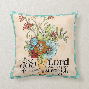 Coussin Joie du seigneur - bouquet floral - carreau