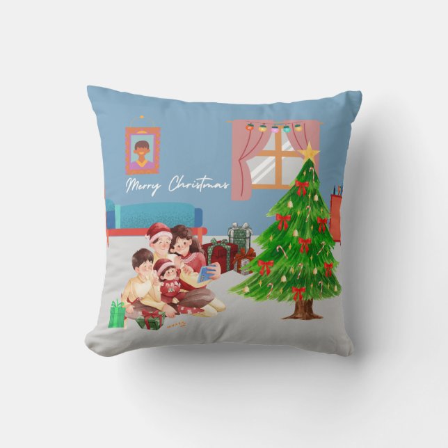 Coussin Joie festive en famille (Recto)