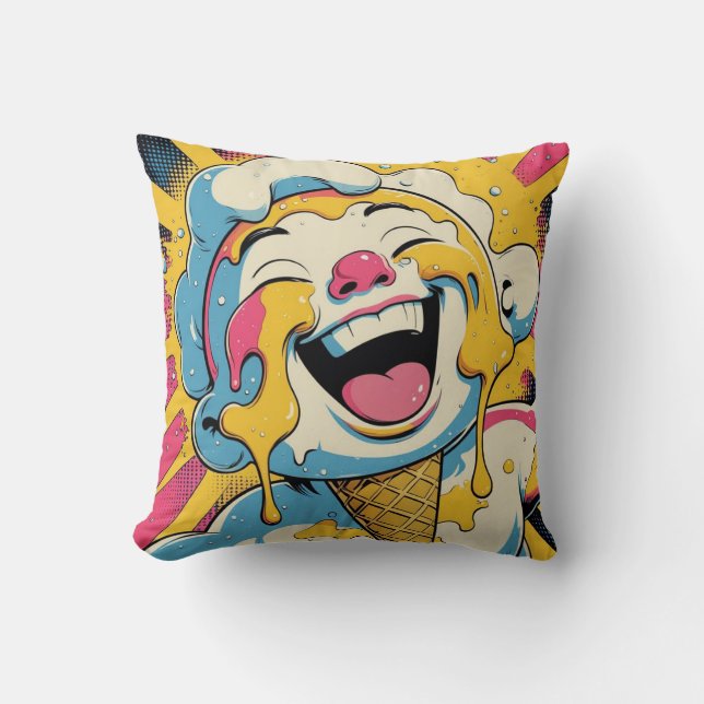 Coussin Joie Fondante – Explosion de Pop Art de Glace (Recto)