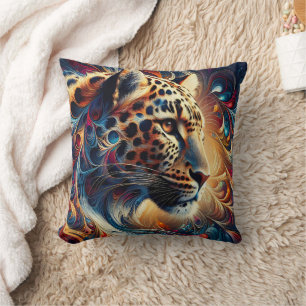 Coussin Joie léopard : majesté tourbillonnante de la jungl