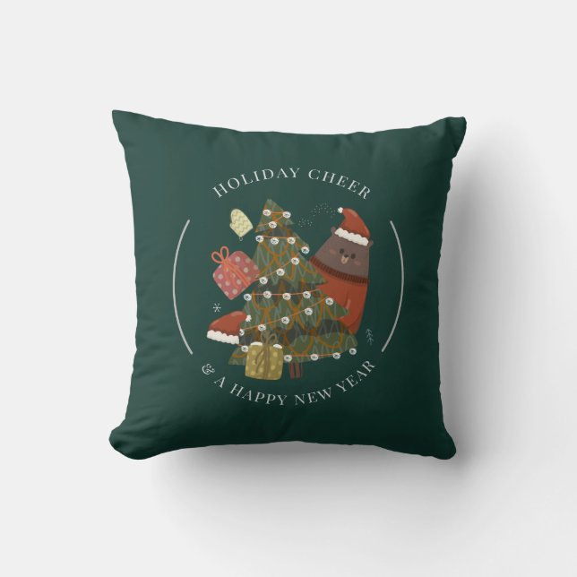 Coussin Joie moderne fantaisiste des Fêtes de Noël (Recto)