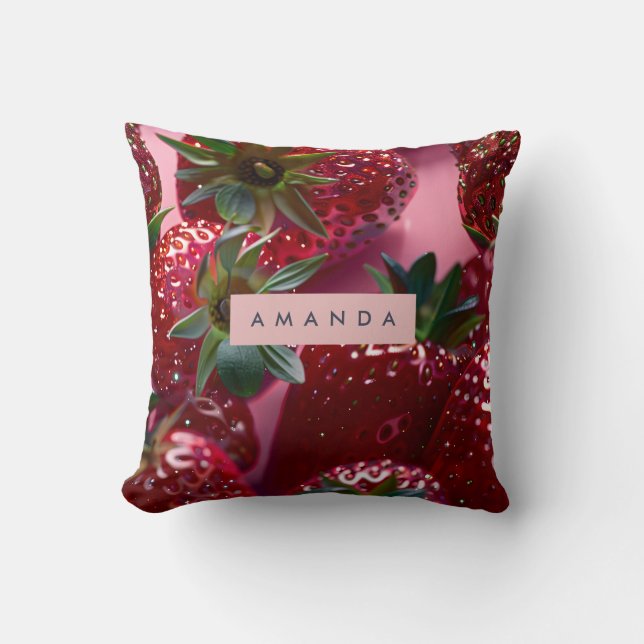 Coussin Joie Personnalisée de Fraise Juteuse (Recto)