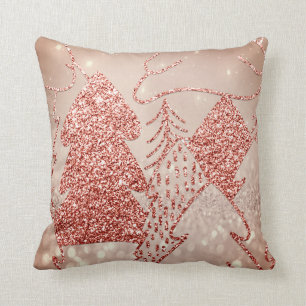 Coussin Joie rose de neige d'or de parties scintillantes