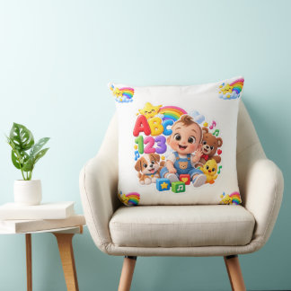 Coussin Joli ABC 123 Conception de nurserie arc-en-ciel po