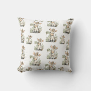 Coussin Joli alphabet en aquarelle de bébé animal Zèbre