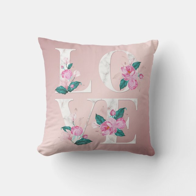 Coussin Joli amour blanc rose floral (Recto)