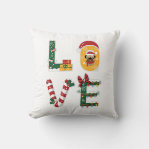 Coussin Joli AMOUR Chien personnalisé Noël Fêtes