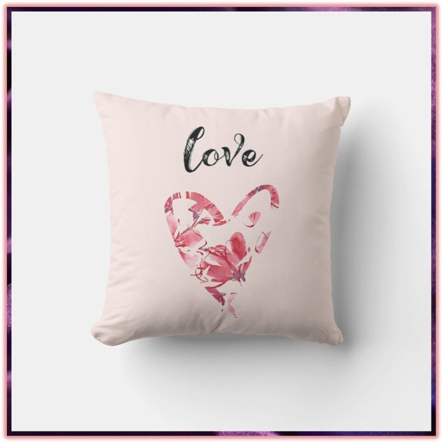 Coussin Joli amour rose coeur floral (Créateur téléchargé)