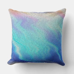 Coussin Joli Aqua bleu violet pastel carrelage mosaïque