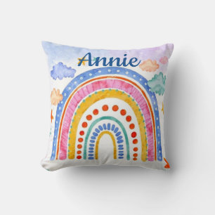 Coussin Joli arc-en-ciel pastel personnalisé
