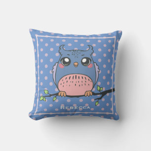 Coussin Joli Art de Hibou Mignon Personnalisé pour Filles