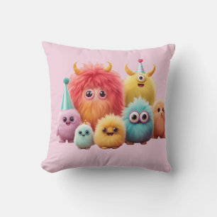 Coussin Joli Art Mural d'Amis Monstres Kawaii Mignons Co