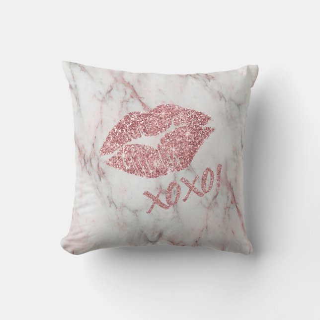 Coussin Joli baiser rose des parties scintillantes XOXO de (Recto)