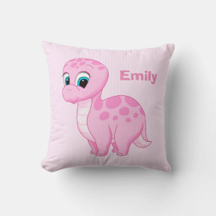 Coussin Joli bébé Brontosaurus dinosaure rose