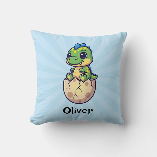 Coussin Joli bébé dinosaure en train d'éclore (Recto)