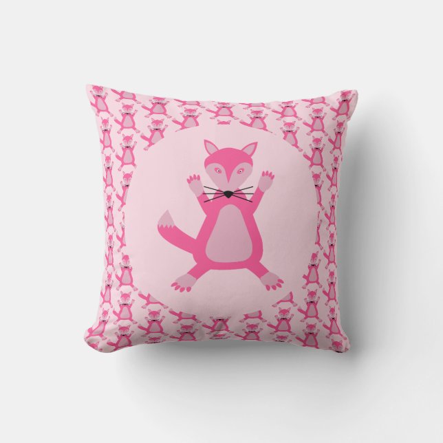 Coussin Joli bébé fille renard rose motif double face (Recto)