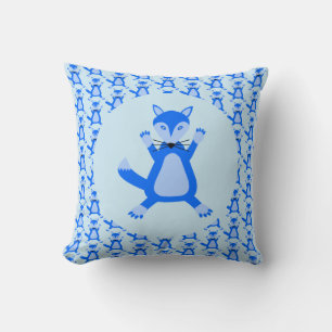 Coussin Joli bébé renard bleu garcon motif double face