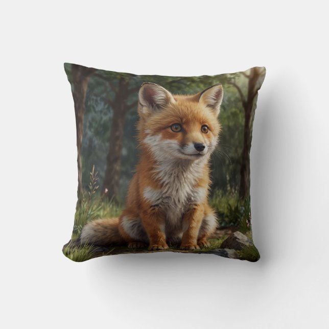 Coussin Joli bébé renard rouge jardin de cottage  (Recto)