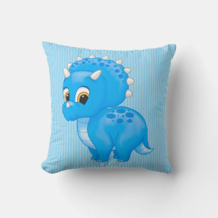 Coussin Joli bébé Triceratops bleu dinosaure