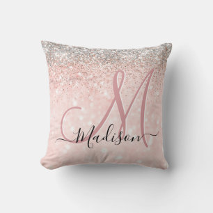 Coussin Joli blush rose faux argent parties scintillant mo
