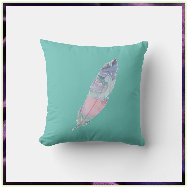 Coussin Joli Boho Turquoise Feather (Créateur téléchargé)