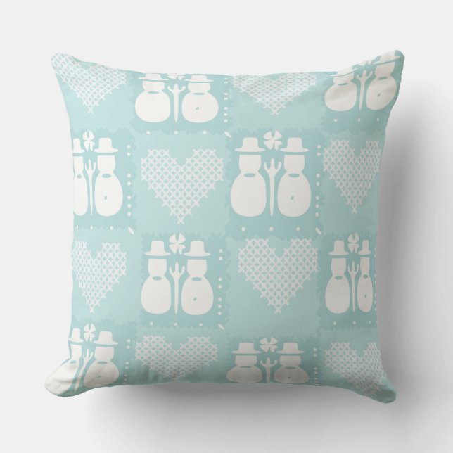 Coussin Joli Bonhomme de Neige Bleu  (Recto)