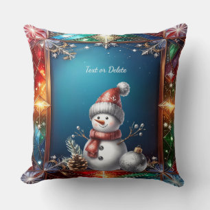 Coussin Joli bonhomme de neige dans un cadre en verre colo