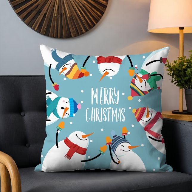Coussin Joli bonhomme de neige Joyeux Noël Festivals (Créateur téléchargé)
