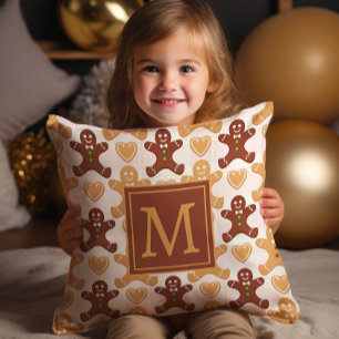 Coussin Joli bonhomme en pain d'épices monogramme