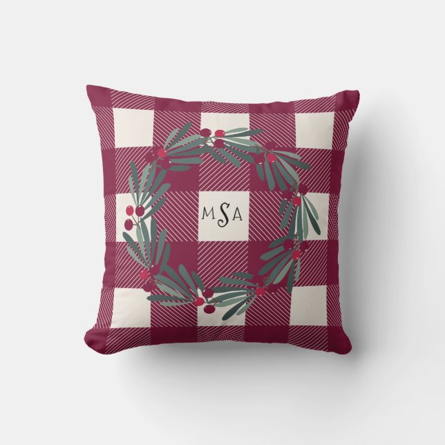 Coussin Joli Buffalo Check Monogramme Rouge Jolie fille (Recto)