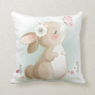 Coussin Joli Bunny aquarelle