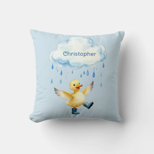 Coussin Joli Caneton Jouant sous la Pluie