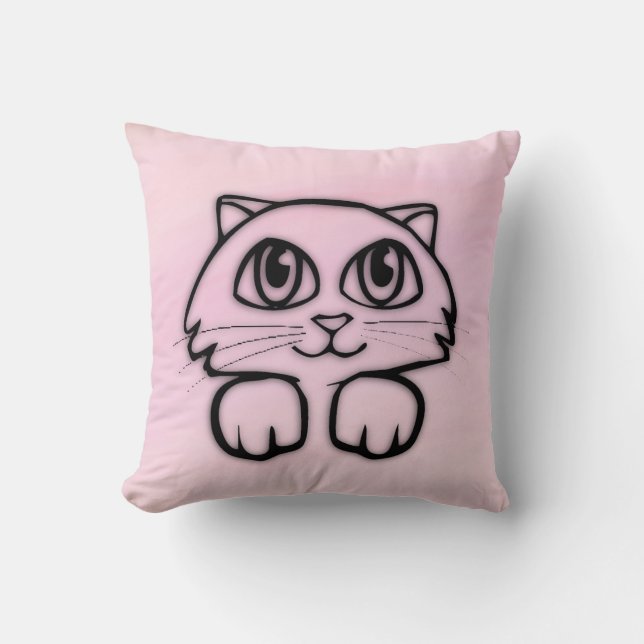 Coussin Joli chat aux grands yeux rose (Recto)