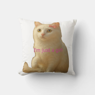 Coussin Joli Chat Blanc Coquette Je Suis Qu'une Fille Ruba