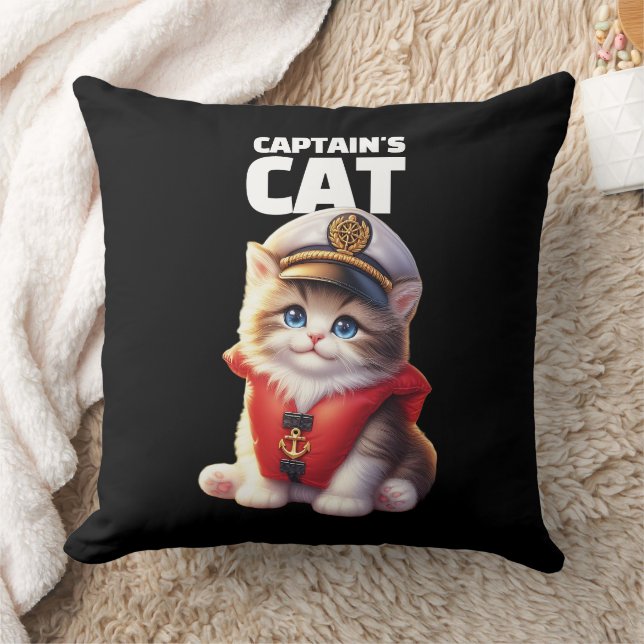 Coussin Joli chat drôle du capitaine dans le chapeau du ca (Couverture)