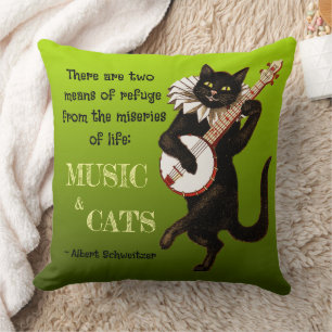 Coussin Joli Chat Musical Deux Moyens de Refuge Schweitzer