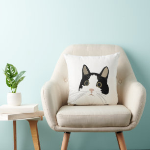 Coussin Joli chat noir et blanc