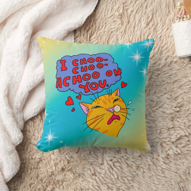 Coussin Joli Chat Orange Qui Éternue Sur Vous Texte (Couverture)