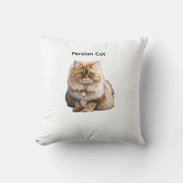 Coussin Joli chat persan beige avec collier de perles assi (Recto)