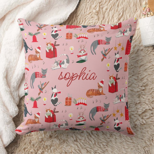 Coussin Joli chat rose motif de Noël Baby Blanke (Couverture)