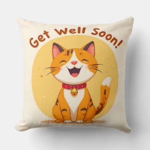 Coussin Joli Chat souhaite un Prompt Rétablissement