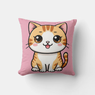Coussin Joli Chat Tigre Orange Dessin Animé Style Animal �