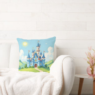 Coussin Joli château bleu et blanc