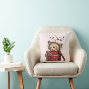 Coussin Joli chaton de dessin animé dans une boîte avec de