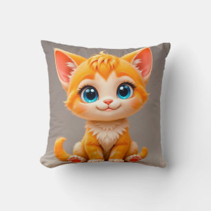 Coussin Joli Chaton Orange Dessin Animé