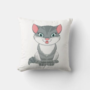 Coussin Joli chaton tabby gris dessin animé chat