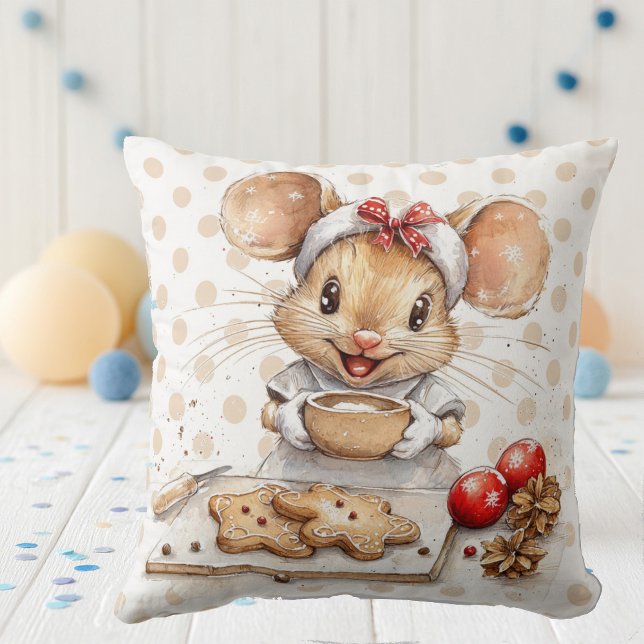 Coussin Joli Chef Souris de Noël (Créateur téléchargé)