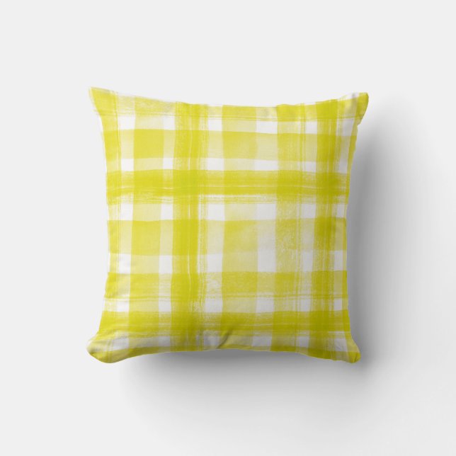Coussin Joli Chèques Jaunes Motif Décor (Recto)